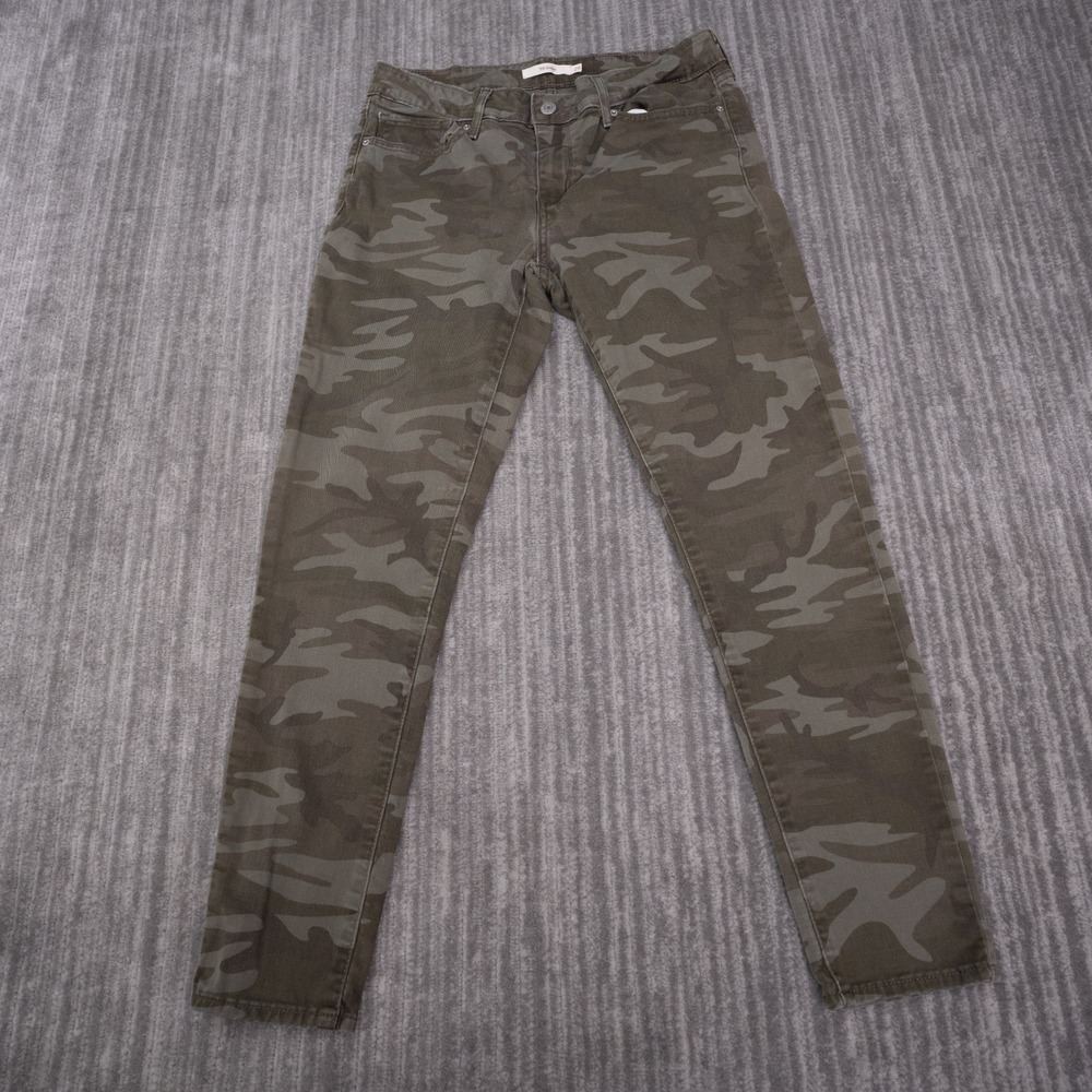 Levis 711 Skinny Jeans Womens 29 Green Camo Excellent Mid Rise Stretch Pants